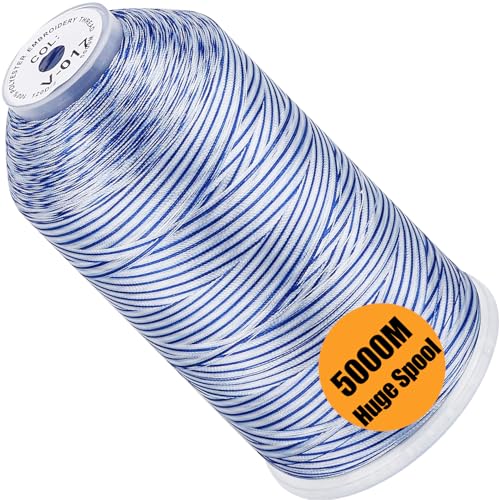 Image of New brothread - Single Huge Spool 5000M Each Polyester Embroidery Machine Thread 40WT for Commercial and Domestic Machines - Variegated Color-V-017