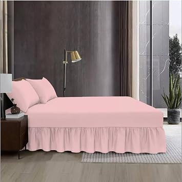 Fit Even Bedding Valence Sheet Collection - Soft Brushed Polycotton, Easy Wrap Elastic, Extra Deep Frilled with a Drop of 40cm Single, Pink