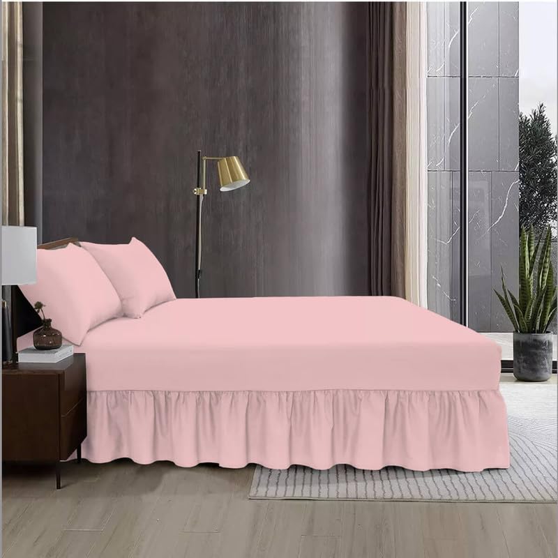 Fit Even Bedding Valence Sheet Collection - Soft Brushed Polycotton, Easy Wrap Elastic, Extra Deep Frilled with a Drop of 40cm (Double, Pink)