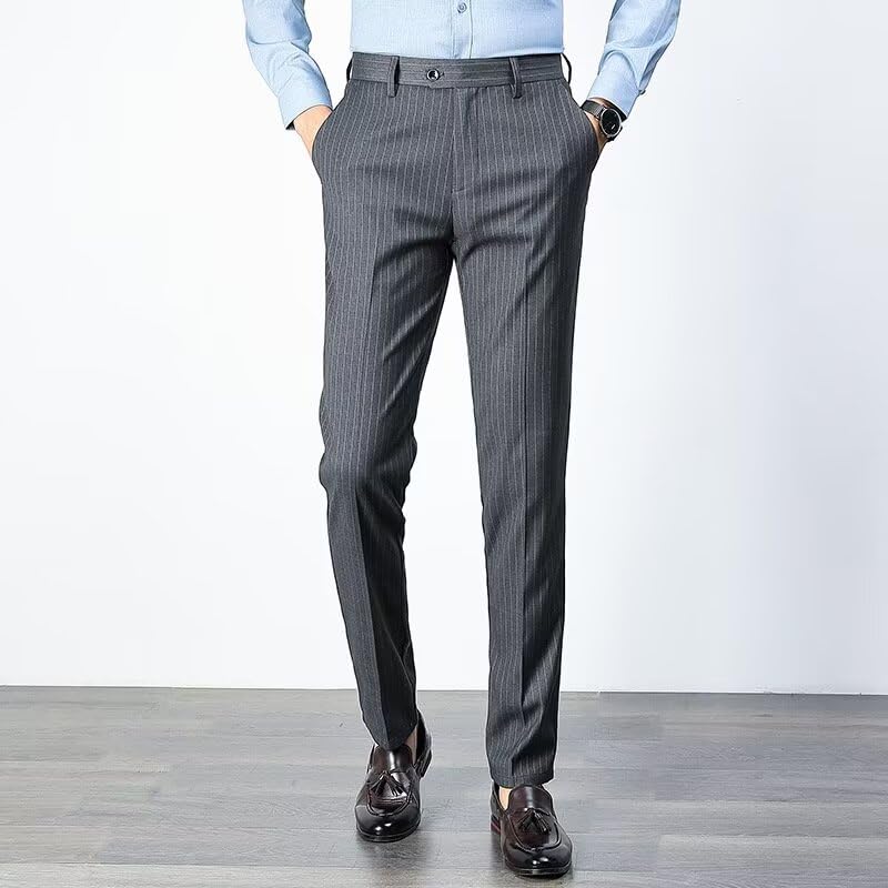 Men's Pinstripe Dress Pants Casual Striped Trousers Slim Fit Lightweight Classic Business Suit Pants Separate3