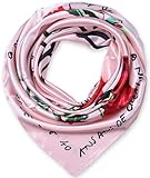 corciova Women Fashion Large Square Satin Headscarf Flower Pink Curly Headband Sleeping at Night Fashion Bandana Headscarf