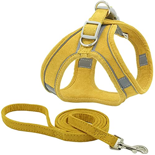 Dog Harness and Leash Set Dog Chest Strap Pet Vest Harness with Handle Adjustable Reflective Dog Harness for Small Dog Medium Dog Cat Yellow L
