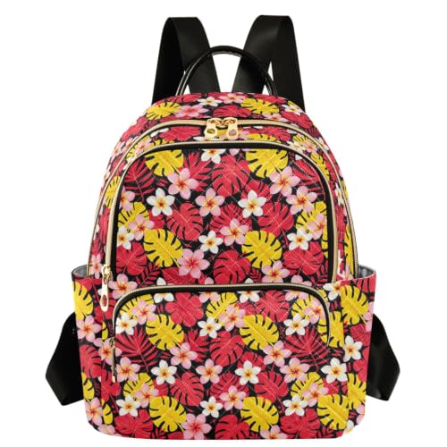 Mochila de flores tropicales para mujer ideal en paseos y compras