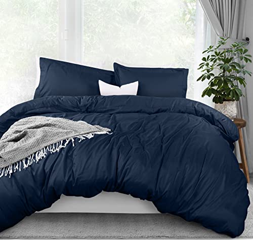 Utopia Bedding Duvet Cover Full Size - 3 Piece with Zipper Closure - 1 Comforter Cover 80X90 Inches & 2 Pillow Shams 20X26 Inches (Navy) Comforter Not Included