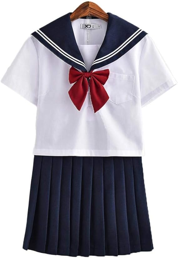 Amazon Co Jp セーラー服 半袖 白 ネイビー赤い蝶結び 可愛い Jk制服 コスプレ 夏用 コスチューム 制服 学生服 女子高生 学園祭 文化祭 仮装 パーティー 本格制服 セット ホビー