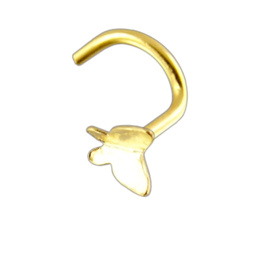 Monster Piercing 9K Gold Echtgold | Nasenpiercing Nasenstecker Stud | Schmetterling | Stabstärke: 20G (0,8 mm) | Stablänge: 7mm | Hypoallergen