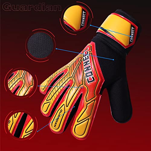 CONNECT Goalkeeping Gloves with 4mm Latex Finger Protection Super Grip Palm, Soccer Goalie Gloves for Boys Kids - Image 4