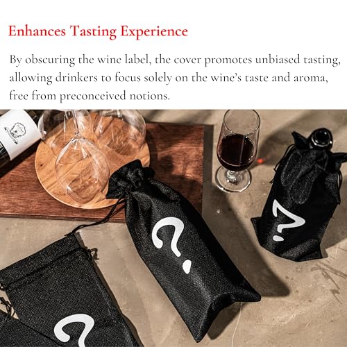 VINOPIE Black Blind Tasting Wine Bags Kit de capa de degustação com numeração 1 a 10 marcas impressa