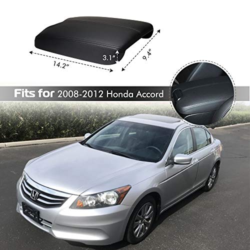 A Abigail Center Console Armrest Cover For 2008 2009 2010 2011 2012 Honda Accord Auto Leather Suture Console Lid Cover Replacement (Black) #TOP4