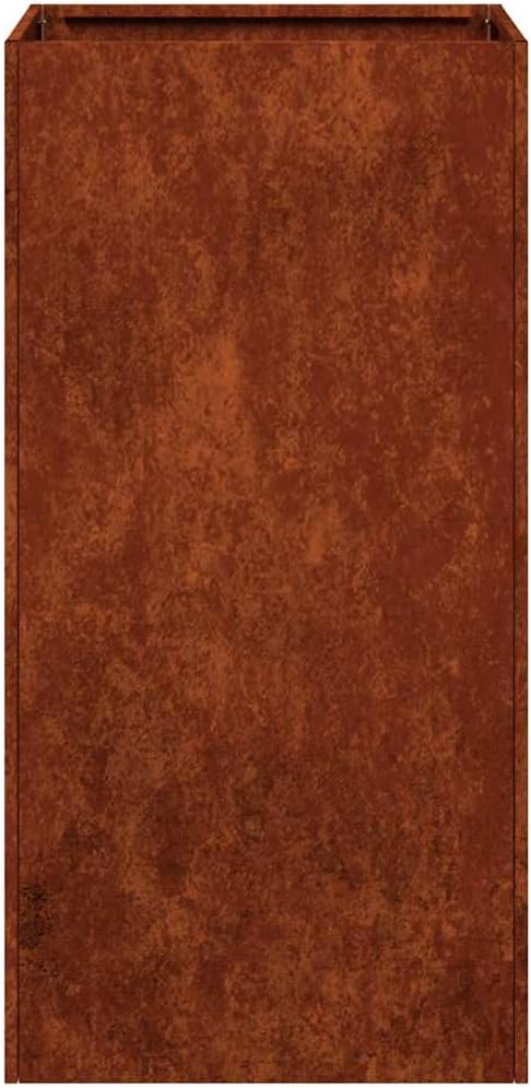 15.7" Square Corten Steel Planter Pot Large Raised Garden Bed Outdoor 31.5" Tall Rustic Weathered Finish for Balcony Patio Terrace