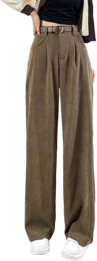 Winter Women's Fashion Snow Warm Wool High Waist Pants Women's Straight Tube Plush Warm Pants