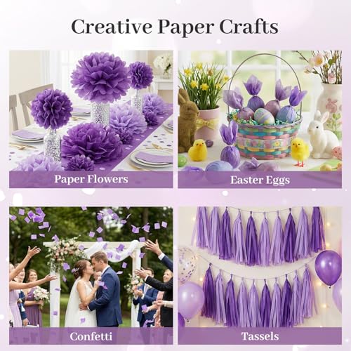 Image of Koogel 330 Sheets Purple Tissue Paper, 14 x 10 Inch