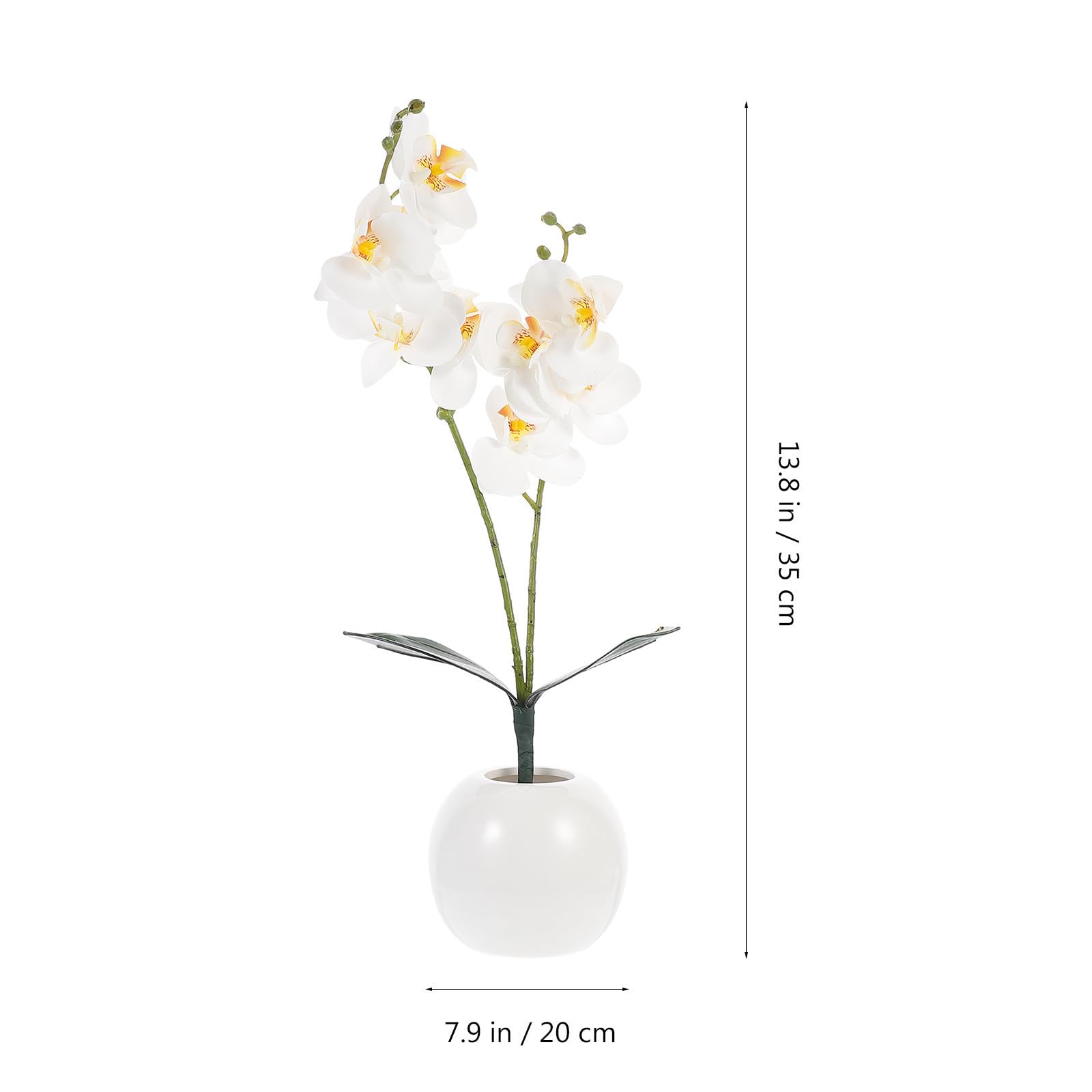 Fausse Orchidée Phalaenopsis en Pot Blanc Fleurs Artificielles en Soie, Décoration Intérieure Chic sans Arrosage ni Lumière pour Anniversaire ou Pendaison de Crémaillère