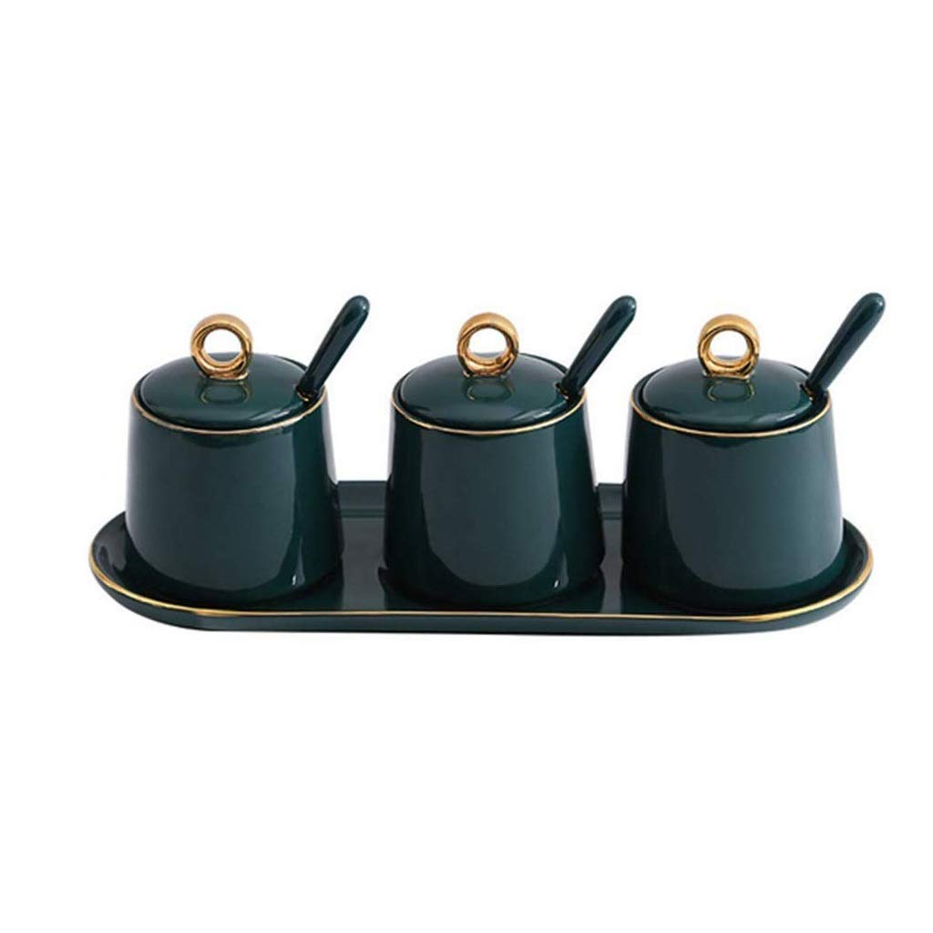 pot à épices， Pot à condiments Bouteille d'assaisonnement domestique, boîte d'assaisonnement en céramique Assaisonnement de cuisine MSG Sel Sucre Canettes Réservoir d'assaisonnement domestique Bocaux