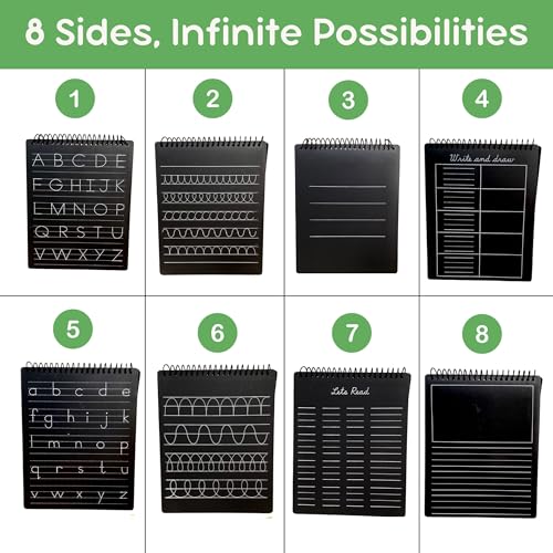 Image of Berrybee 8-in-1 Montessori Inspired English Pre-Writing Board for Kids 2-6 Years | Reusable Alphabet, Vowels, Consonants & Pattern Tracing Board | Early Learning Handwriting Practice Toy