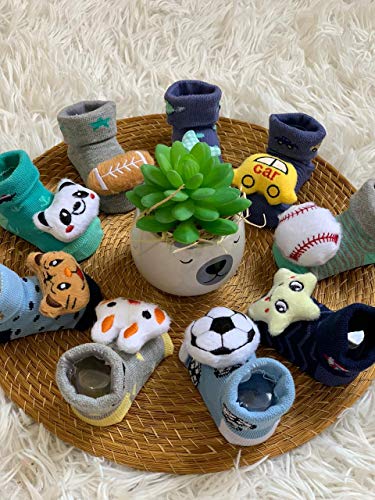 Kit 4 Meias Bebê Sapatinho Pantufa Com Bichinho - Rn 0 A 6m