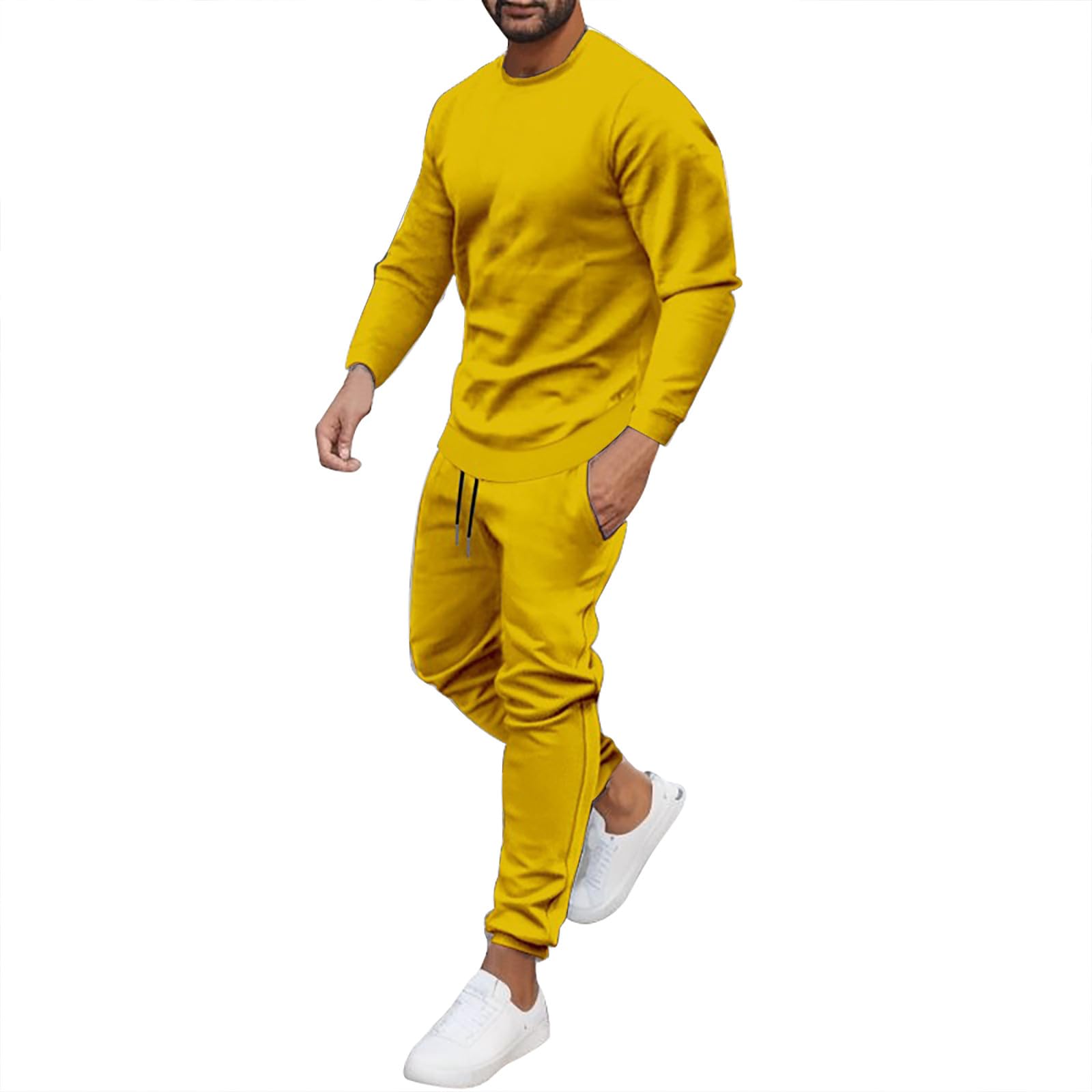 Mens Sweat Suits 2 Piece Causal Long Sleeve Jogger Tracksuit 