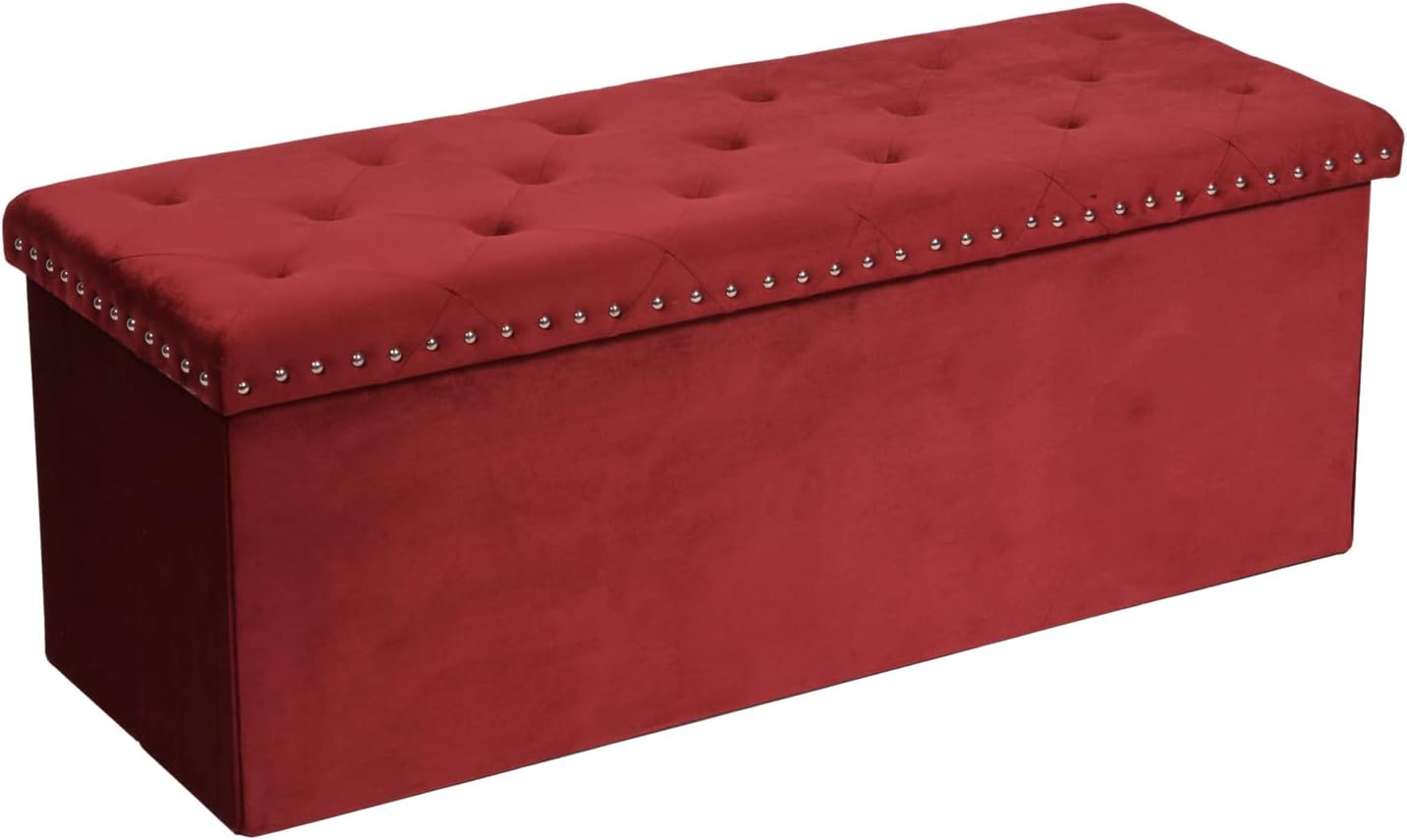 B FSOBEIIALEO Storage Ottoman Bench, Folding Tufted