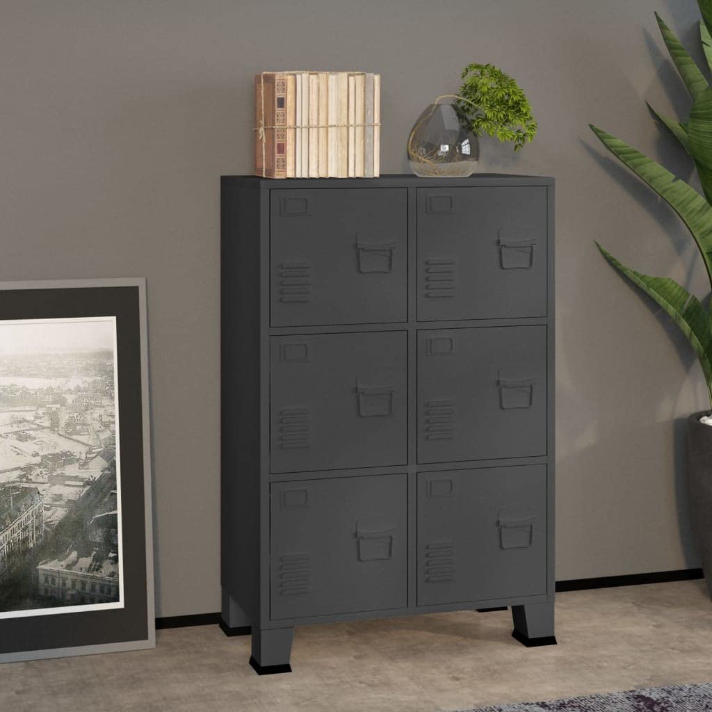 Willood Armario Industrial Documentos Oficina Despacho Archivos Estudio Almacenamiento Muebles Estante Metal Gris Antracita 75x40x115 cm