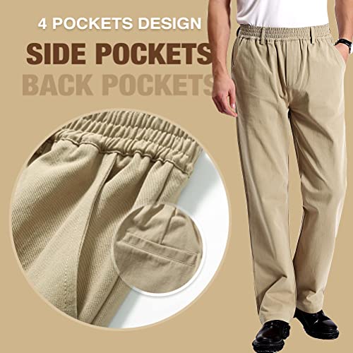 IDEALSANXUN Mens Casual Elastic Waist Twill Pants4