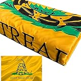 Double Sided Dont Tread on Me Embroidered Flag- Heavy Duty Gadsden Flag 3x5 outdoor -Tea Party Rattlesnake Flags Banner with 2 Brass Grommets 4 Rows Stitched