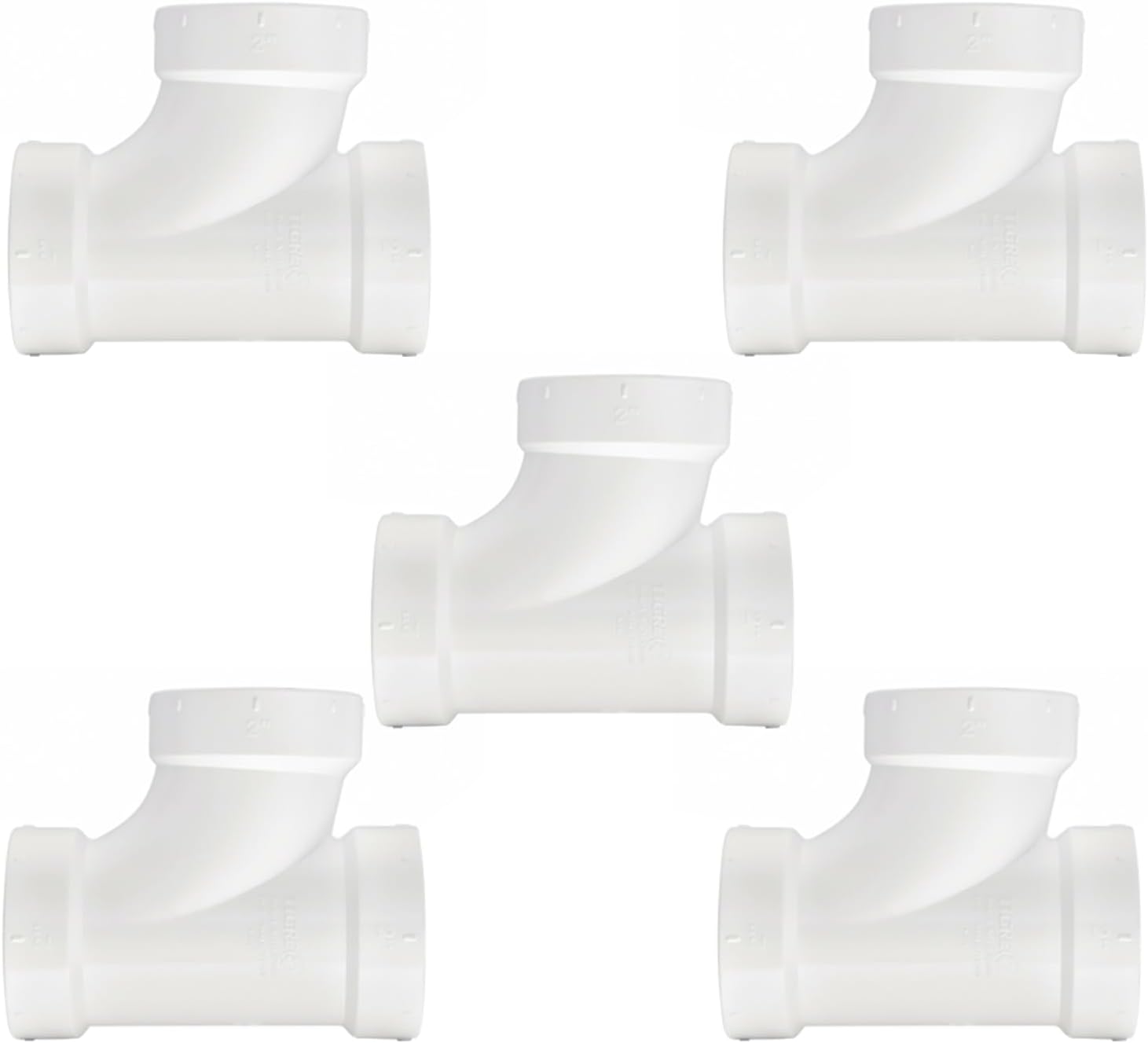 SUPPLYGIANT™ (5 Pack) 4 inch PVC DWV Drain Waste Vent Sanitary Tee Hub – White PVC Drain, Waste & Vent Fitting