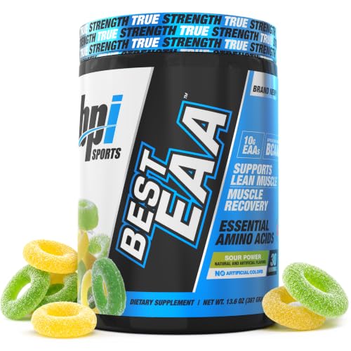 BPI Sports Essential Amino Acids EAA Powder - Pre, Intra & Post Workout Drink - BCAA Powder for Men & Women, EAA + BCAA + Hydration. Advanced Formula with 10g of EAA. (Sour Power)