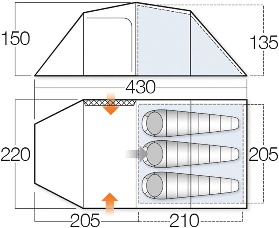 Tienda de campaña tipo túnel Vango Venture, azul río, 350 [Amazon Exclusive]