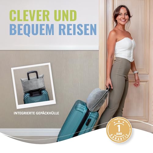 BOACAY Weiche & Warme Reisedecke für Flugzeug & Auto - Unentbehrlich für Lange Flüge für Frauen, Männer, Kinder - Kompaktes Kissen mit Gepäckhülle & Rucksackclip