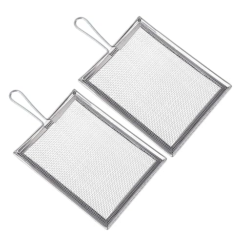 IWOWHERO 2pcs Square Screen Grip Handle Design Sieve Strainer Mesh Square Shape Filter Sifter Clay Filter Sieve Filter Screen Sieve Strainer Mud Sieve Strainer Silver Stainless Steel