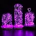 CYLAPEX 6 Pack Purple Fairy Lights String Battery Operated Fairy Lights Firefly Lights LED Starry String Lights 3.3ft 20 LEDs Silvery Copper Wire for Christmas DIY Decoration Costume Wedding Party