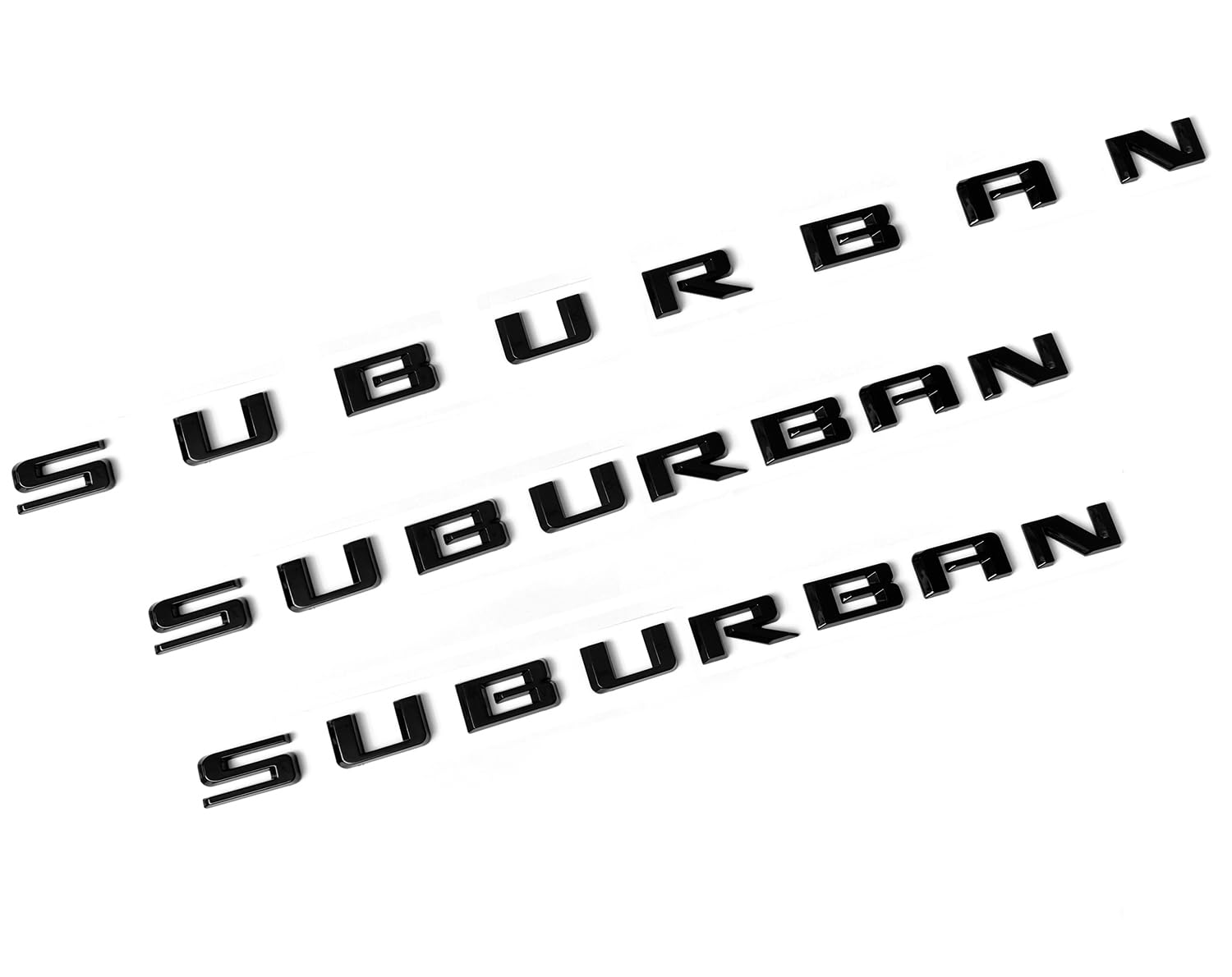 3pack OEM 2021 Suburban Emblem 3D Letters Badge Compatible with 2019-2025 Suburban 84910061 Glossy Black