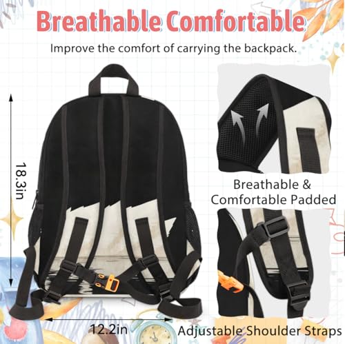 TropicalLife White Swan Backpack with Lunch Box Set, Back Pack and Lunch Bag White Swan Waterproof Casual Daypack Bag for Work Travel4