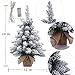 Pre-Lit Artificial Mini Christmas Tree,20 Inch Snow Flocked Small Pine Xmas Tree with 40 LED Lights,70 Branch Tips,Battery Operated Tabletop Christmas Tree Burlap Base-(50cm)