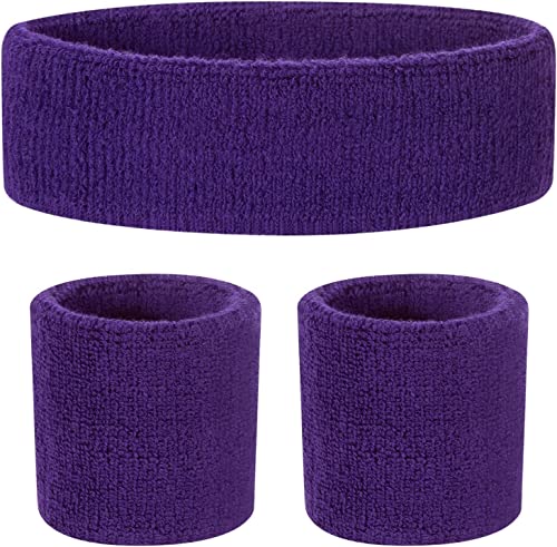 Workout Headbands For Women And Men, Sweatbands For Women With Wristbands Set Of 5 Colorful Neon Sweatbands, 80S Headbands, Sports Headband And Wristband Sets #TOP5