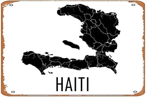 ASIOADWNA Vintage Haiti Map Tin Sign