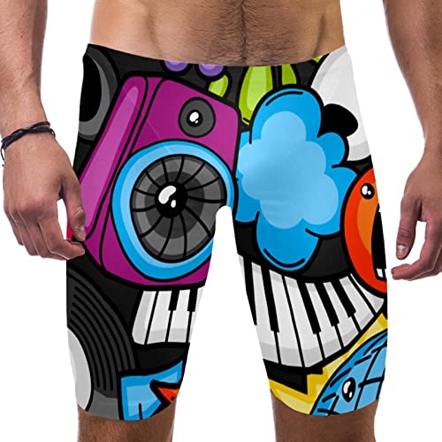 Pantalones cortos de natación para hombre con diseño de guitarra multicolor en talla S