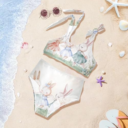 Girls' Bikini Set, Cute Rabbit Ballet Dancing Kids Swimsuit 2 Pcs Beach Bathing Suit4