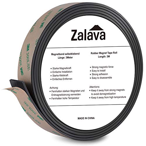 Preisvergleich Produktbild Zalava Magnetband selbstklebend / Magnetklebeband / Magnetstreifen / Magnetisches klebeband / Verdicken, 3M x 25mm Klebstoff, individuell zuschneidbar für Fliegengitter Schule & Präsentation