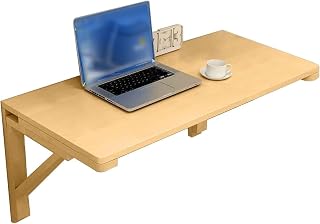 Wood Floating Drop-Leaf Dining Table - Space-Saving Wall-Mounted Breakfast Bar & Work Desk for Small Spaces(L120xW50cm)