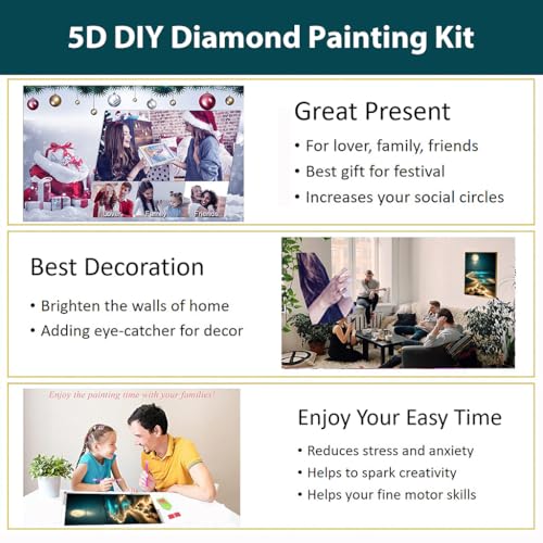 Image of HASTHIP DIY 5D Diamond Painting Art Kit Dreamy Beach Moonlit Night Diamond Painting Beginner DIY 5D Diamond Painting for Home Decor, No Frame Wall Decor 5D Diamond Painting, 12 x 16 Inch