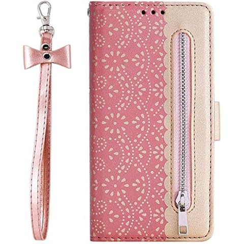 Vepbk for Samsung Galaxy A20E [NO for A20] Case, Premium PU Leather Cover Wallet Flip Magnetic with Card Holder Slots Strap Lovely Full Protection Holster Phone Case Shell for Galaxy A20E,Rose Gold Cover