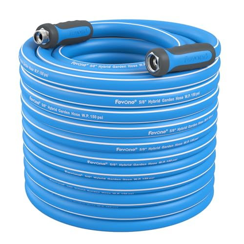 Fevone-Garden-Hose-150-ft-Heavy-Duty-Water-Hose-Hybrid-Polymer-Kink-Resistance-Lightweight-Flexibility-Durability-Leak-Free-Aluminum-Fittings-34-GHT-58-ID-600-PSI-Drinking-Water-Safe