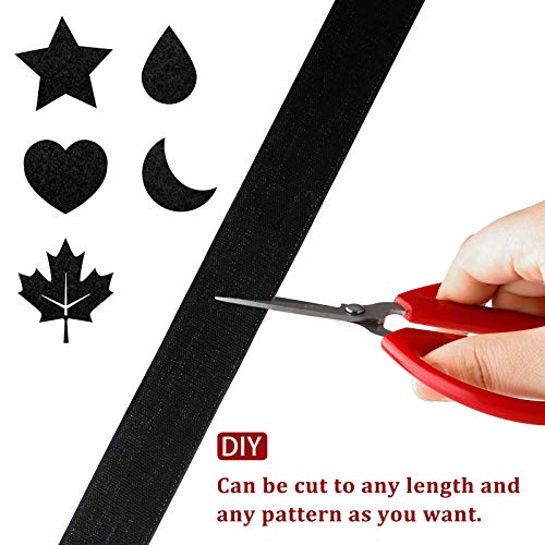 Image of Hook and Loop Strips with Adhesive, 1in x 26ft Excellent Grip, Strong Sticky Back, Heavy Duty, Mounting Tape, Double Side Tape for Fixing and Hanging, Home School and Office Use, Black