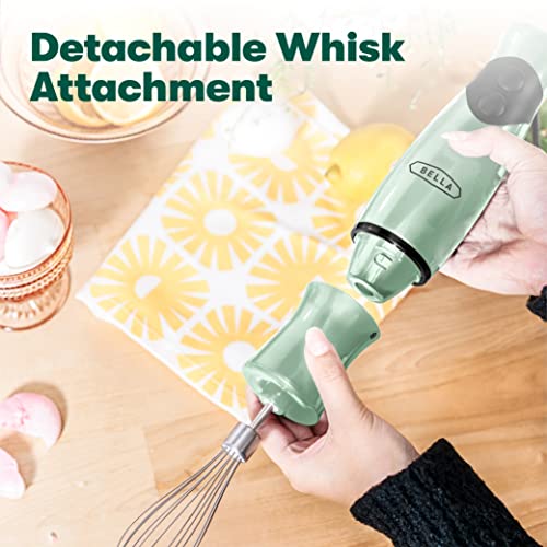 Bella 2-Speed Hand Immersion Blender With Whisk Attachment, 250 Watt, Sage, Immersion Blender With Dishwasher Safe Whisk & Blending Attachments For Food Prep (17576) #TOP4