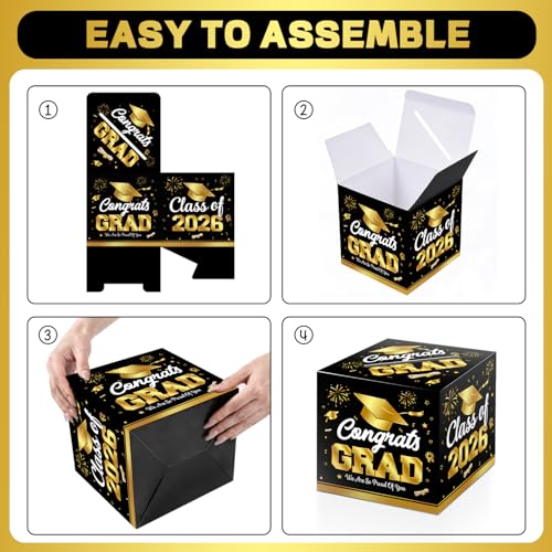 Image of M AMFEOV Graduation Card Box with Cards, 51Pcs Grad Party Decorations with 50Pcs Graduation Cap Advice Cards and 1Pc Black Congrats Grad Card Box for Class of 2026 Graduation Party Supplies