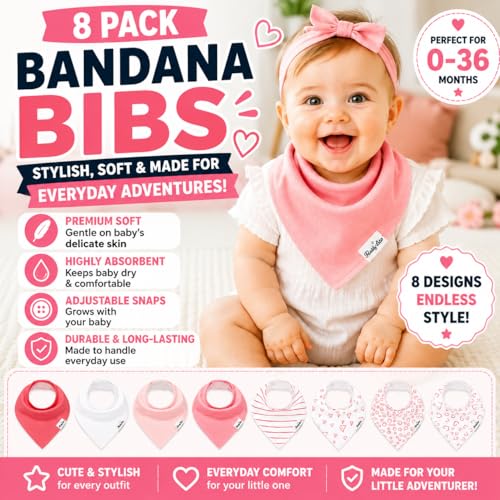Image of KiddyStar Baby Bibs | Multi-Pack Organic Cotton Bandana Drool Bibs, Soft Absorbent Adjustable Bibs for Boys & Girls