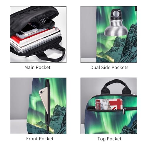 Backpack 14.7 inch Lightweight Large Bookbag Northern Lights Daypack for Travel Office Work3