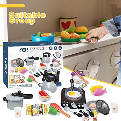 xiaoxiaoya Küchenspielzeug Zubehör Kinderküche Kochgeschirr,ideales Zubehör Für Spielküchen,Gemüse Pretend Spielzeug… – Bild 3