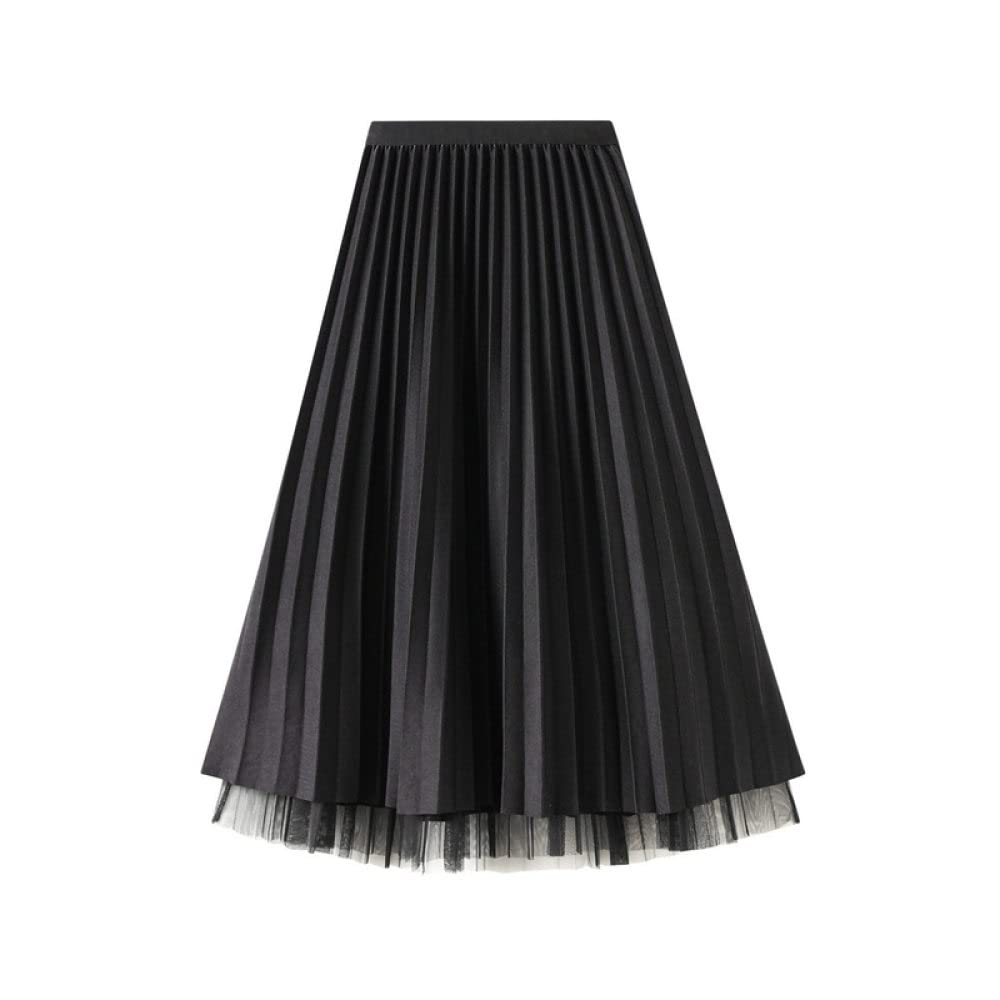 Röcke Damen,Damen-Midirock, Schwarz, Elastisch, Hohe Taille, Glitzer, Tüll, Faltenrock, Mode, A-Linie, Swing, Gerafft, Abgestuft, Herbst, Winter, Lange Röcke Für Mädchen, Damen, M